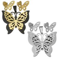 Fashion Stainless Steel Jewelry Sets, pendant & earring, Butterfly, plated, for woman Approx 