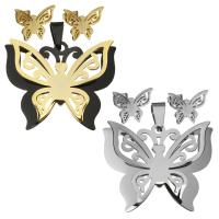 Fashion Stainless Steel Jewelry Sets, pendant & earring, Butterfly, plated, for woman Approx 