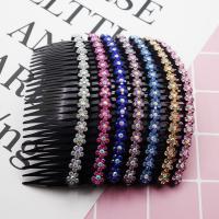 Decorative Hair Combs, Resin, with Rhinestone, Flower & with rhinestone, mixed colors 