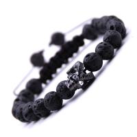 Gemstone Woven Ball Bracelets, with Nylon Cord & Brass, Elephant, plumbum black color plated, natural & Unisex & adjustable & micro pave cubic zirconia, 8mm Inch 