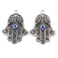 Zinc Alloy Pendant, with Resin, Evil Eye Hamsa, antique silver color plated, enamel, lead & cadmium free Approx 5mm 
