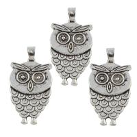 Zinc Alloy Animal Pendants, Owl, antique silver color plated, no need pigment, lead & cadmium free Approx 