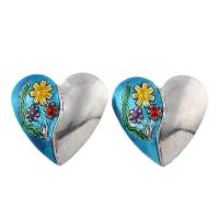 Zinc Alloy Heart Pendants, Flat Heart, platinum color plated, enamel, lead & cadmium free Approx 5mm 