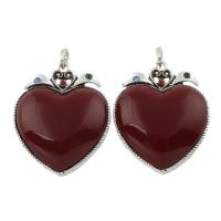 Resin Zinc Alloy Pendants, with Resin, Flat Heart, antique silver color plated, with rhinestone, lead & cadmium free Approx 