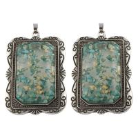 Zinc Alloy Pendant, with Abalone Shell & Resin, Rectangle, antique silver color plated, lead & cadmium free Approx 