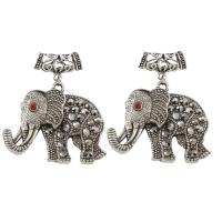 Zinc Alloy Animal Pendants, Elephant, antique silver color plated, with rhinestone, lead & cadmium free Approx 7mm 