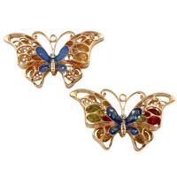 Zinc Alloy Pendant, with Abalone Shell & Acrylic, Butterfly, real gold plated, enamel & with rhinestone, lead & cadmium free Approx 3mm 