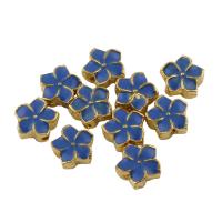Zinc Alloy Flower Beads, gold color plated, enamel, lead & cadmium free Approx 0.5mm 