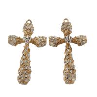 Zinc Alloy Cross Pendants, gold color plated, with rhinestone, lead & cadmium free Approx 6mm 