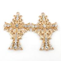 Zinc Alloy Cross Pendants, gold color plated, with rhinestone, lead & cadmium free Approx 4mm 