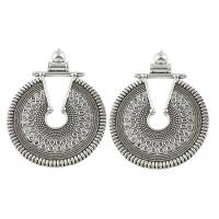Zinc Alloy Flat Round Pendants, antique silver color plated, lead & cadmium free Approx 3.5mm 