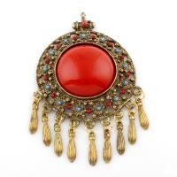Resin Zinc Alloy Pendants, with Resin, antique gold color plated, lead & cadmium free Approx 4mm 