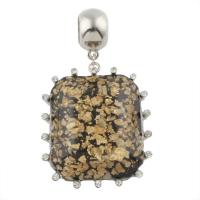 Zinc Alloy Pendant, with Abalone Shell & Resin, Rectangle, antique silver color plated, with rhinestone, lead & cadmium free Approx 15mm 