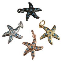 Animal Brass Pendants, Starfish, plated, micro pave cubic zirconia Approx 3mm 