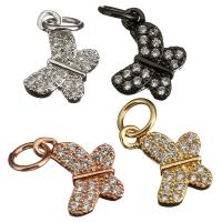 Animal Brass Pendants, Butterfly, plated, micro pave cubic zirconia Approx 3mm 