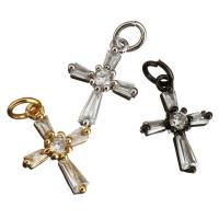 Brass Cross Pendants, plated, with cubic zirconia Approx 3mm 