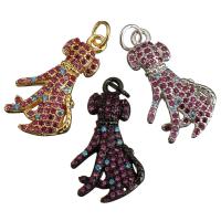 Animal Brass Pendants, Dog, plated, micro pave cubic zirconia Approx 3mm 