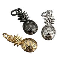Brass Fruit Pendants, Pineapple, plated, micro pave cubic zirconia Approx 2mm 