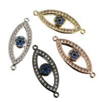 Brass Connector, Evil Eye, plated, micro pave cubic zirconia & 1/1 loop Approx 1mm 