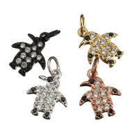 Animal Brass Pendants, Penguin, plated, micro pave cubic zirconia Approx 3mm 
