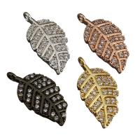 Brass Leaf Pendants, plated, micro pave cubic zirconia Approx 1mm 
