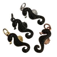 Animal Brass Pendants, Seahorse, plated, micro pave cubic zirconia Approx 3mm 