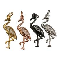 Animal Brass Pendants, Bird, plated, micro pave cubic zirconia Approx 3mm 