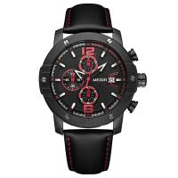 MEGIR® Men Jewelry Watch, Leather, with Glass & Stainless Steel & Zinc Alloy, Chinese movement, plated, Life water resistant & adjustable & for man 