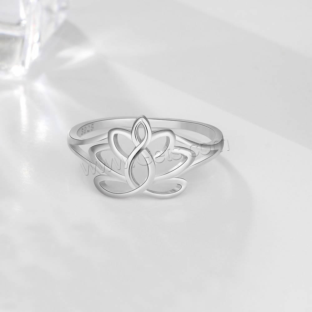 Sterling Silver Finger Ring, 925 Sterling Silver, Flower, different size for choice & for woman & hollow, 14mm, 2mm, Sold By PC