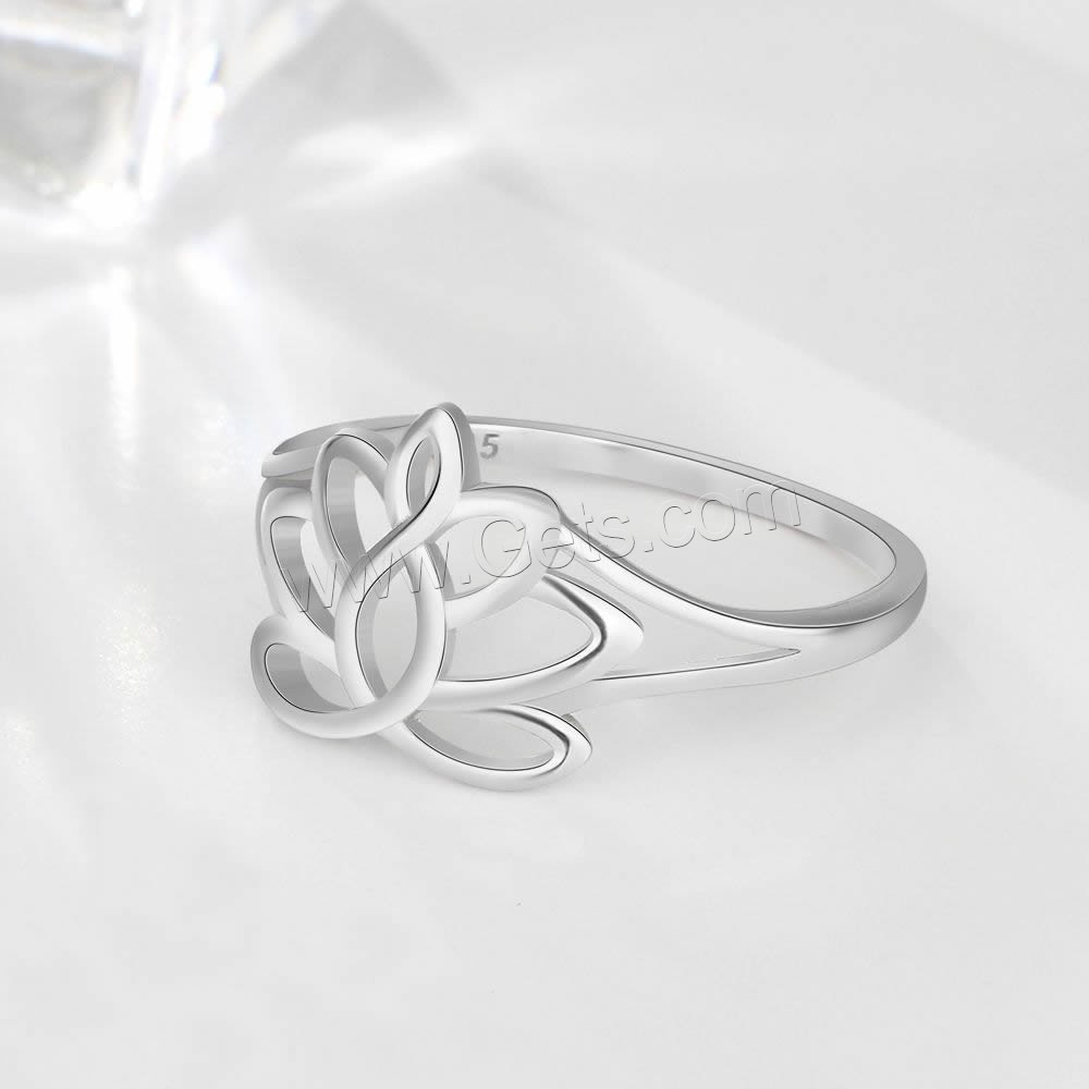 Sterling Silver Finger Ring, 925 Sterling Silver, Flower, different size for choice & for woman & hollow, 14mm, 2mm, Sold By PC