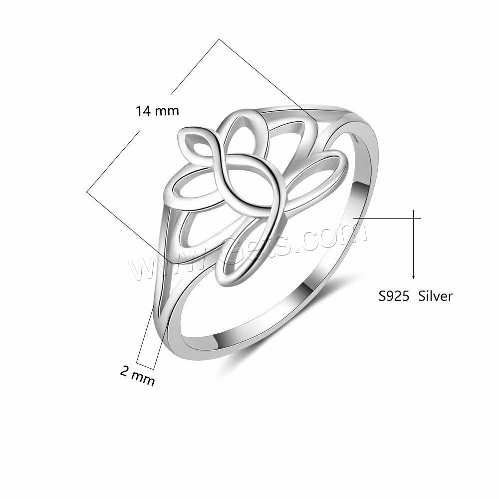 Стерлингового серебра кольцо, 925 пробы, Форма цветка, разный размер для выбора & Женский & отверстие, 14mm, 2mm, продается PC