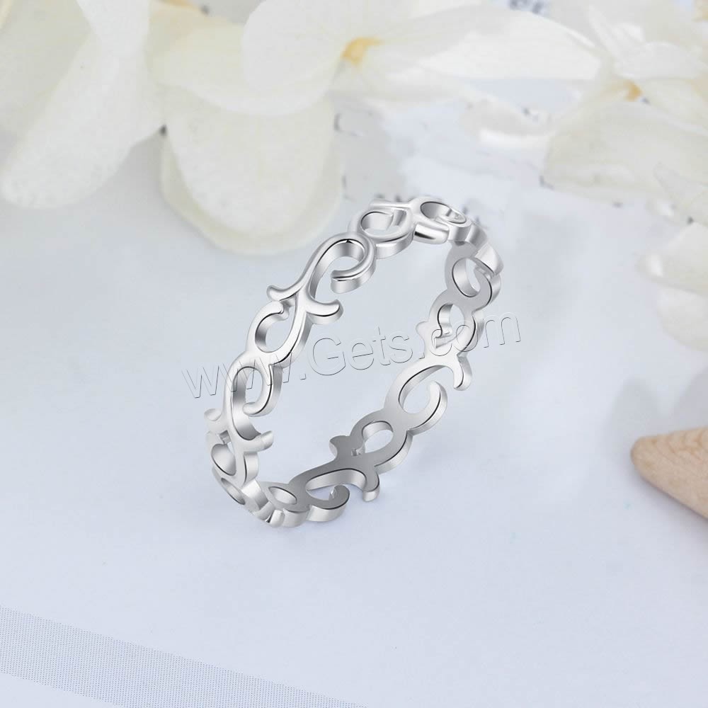 Sterling Silver Finger Ring, 925 Sterling Silver, different size for choice & for woman & hollow, 5mm, Sold By PC