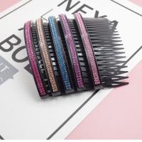 Decorative Hair Combs, Resin, with Rhinestone, with rhinestone, mixed colors 