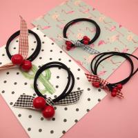 Ponytail Holder, Cotton, with Rubber Band & Resin, Bowknot mixed colors, Inner Approx 55mm 