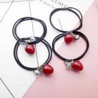 Ponytail Holder, Cotton, with Rubber Band & Resin & Iron, red, 50-60mm 