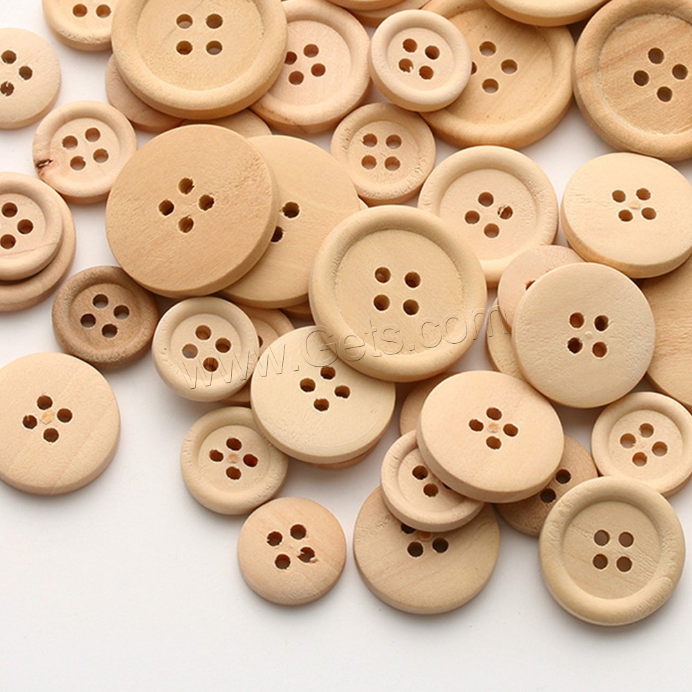 Botón de madera de 4 agujeros, Sostenible & unisexo & diverso tamaño para la opción, Vendido por UD
