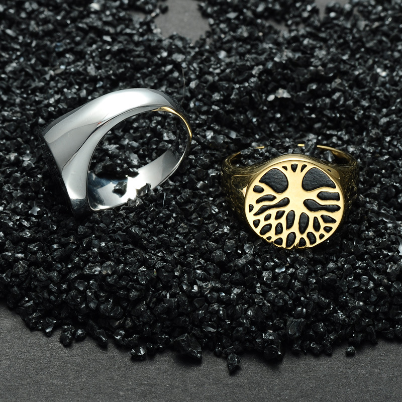 Partículas de acero anillo, Árbol de la vida, chapado, diverso tamaño para la opción & para hombre & pegamento de gota, más colores para la opción, 16mm, Vendido por UD
