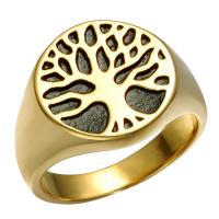 Titanium Steel Finger Ring, Tree, plated & for man & epoxy gel 16mm 