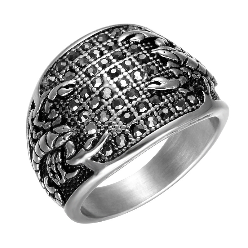 Titanium Steel Finger Ring, Scorpion, plated, different size for choice & for man & with rhinestone, more colors for choice, 17mm, Sold By PC