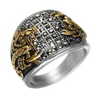 Titanium Steel Finger Ring, Scorpion, plated & for man & with rhinestone 17mm 