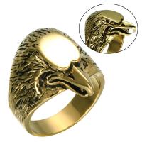 Titanium Steel Finger Ring, Owl, plated & for man & blacken 26mm 