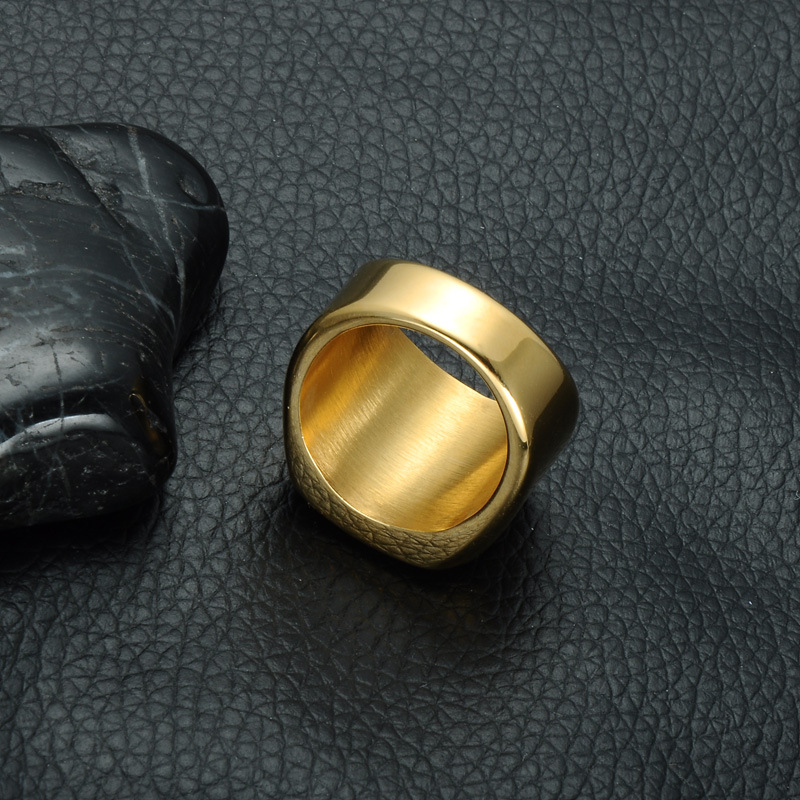 Titanium Steel Finger Ring, gold color plated, different size for choice & for man & with rhinestone, 17mm, Sold By PC