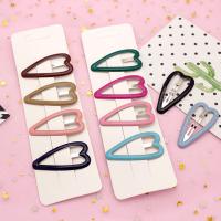 Hair Snap Clips, Iron, with enamel, Heart, silver color plated, enamel 60mm 