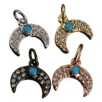 Cubic Zirconia Brass Pendants, Moon, plated, with cubic zirconia Approx 3mm 