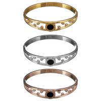 Stainless Steel Bangle, with Resin, plated, with roman number & for woman & with rhinestone 11mm, Inner Approx 58mm 