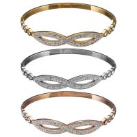 Stainless Steel Bangle, with Rhinestone Clay Pave, Infinity, plated, for woman 10mm, 4mm, Inner Approx 61mm 