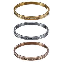 Stainless Steel Bangle, with Crystal, plated, for woman & faceted 6mm, Inner Approx 59mm 