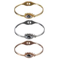 Stainless Steel Bangle, with White Shell & Resin, Eye, plated, for woman & with rhinestone 3mm, Inner Approx 58mm 