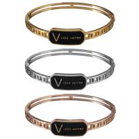 Stainless Steel Bangle, with Resin, plated, with letter pattern & for woman & hollow 11mm, 5mm, Inner Approx 59mm 