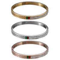 Stainless Steel Bangle, plated, for woman & enamel & with rhinestone 6mm, Inner Approx 59mm 